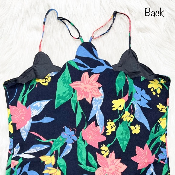 SOLD-J. Crew Tropical Floral Print Scalloped Sleeveless Strappy Racerback Tank - Picture 6 of 8